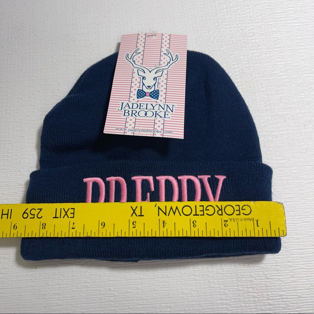 NWT JADELYNN BROOKE blue “preppy” beanie - Picture 5 of 9